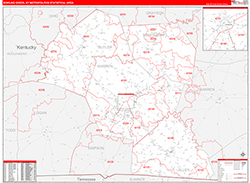Bowling Green Metro Area Wall Map Red Line Style 2026